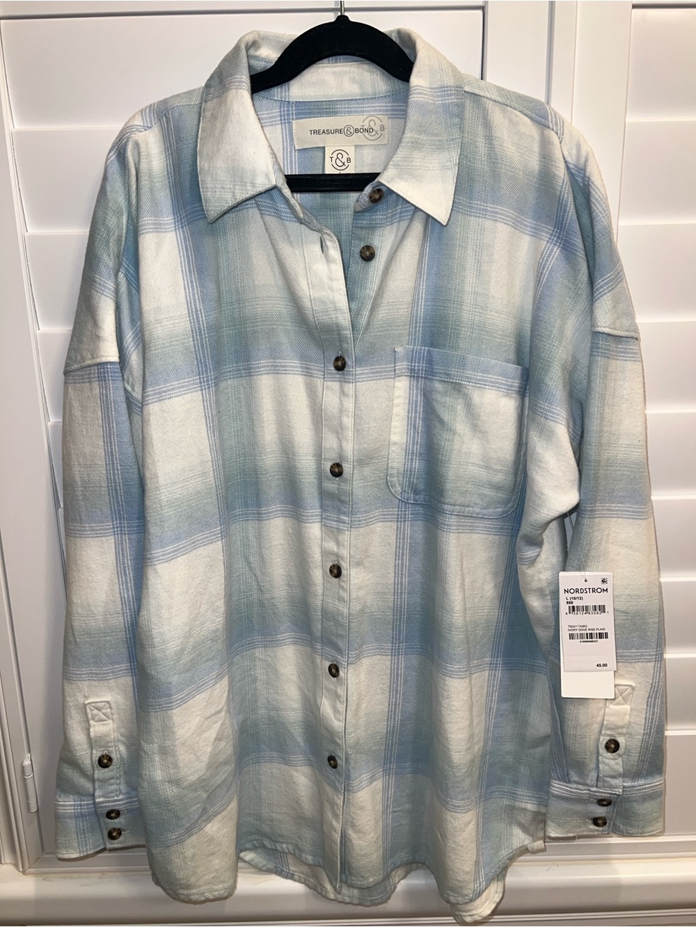 Nordstrom Treasure & Bond Pale Blue and White Plaid Button-Down Shirt